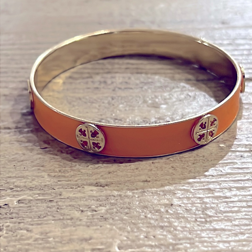 Orange and gold bangle bracelet